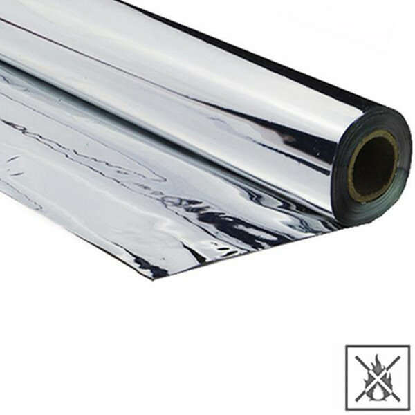 Metallic plastic film roll premium fire retardant 1,50x1000m - silver