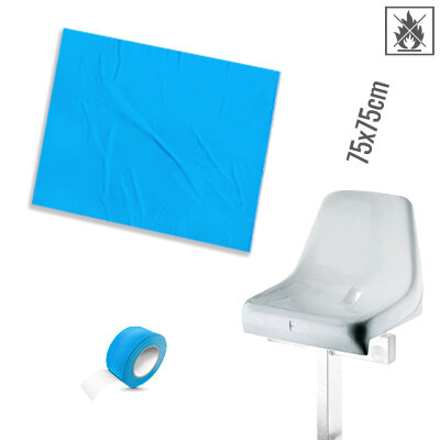 Plastic film cover fire retardant 75x75cm - light blue