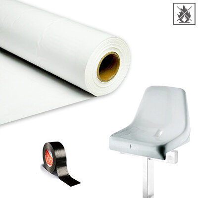 Plastic film seat covering roll flame retardant 0,75x200m - white