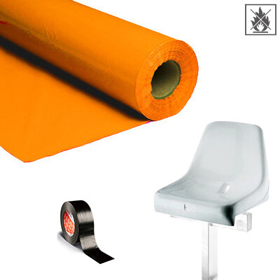 Plastic film seat covering roll flame retardant 0,75x200m - orange