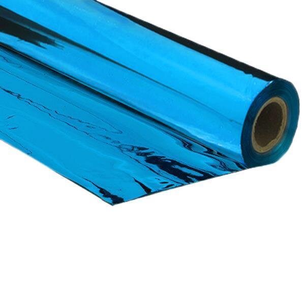 Metallic plastic film roll premium fire retardant 1,50x100m - light blue